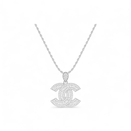Interlocked C Diamond Pendant Necklace in 18K Gold