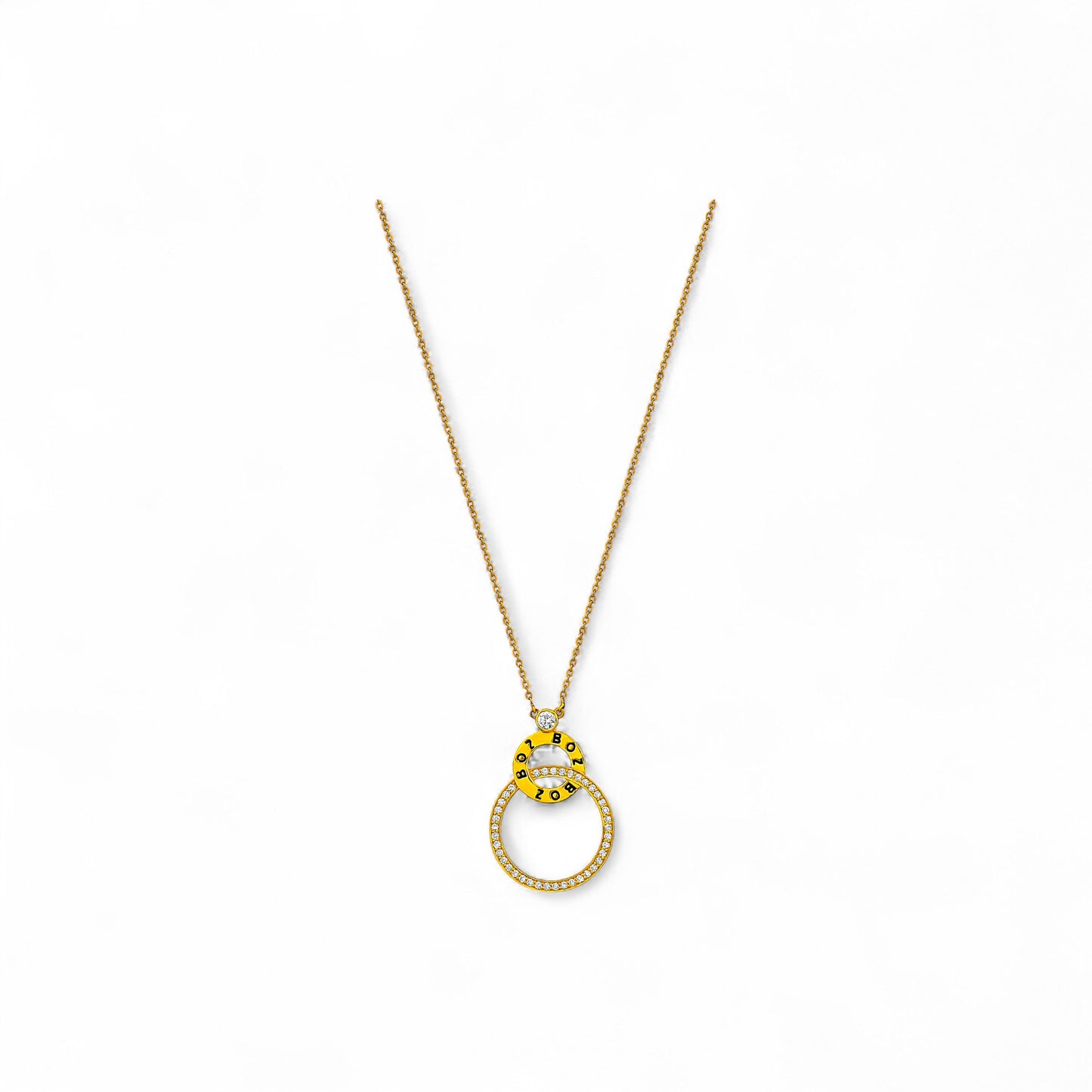 Interlocked Ring Diamond Necklace in 18K Gold