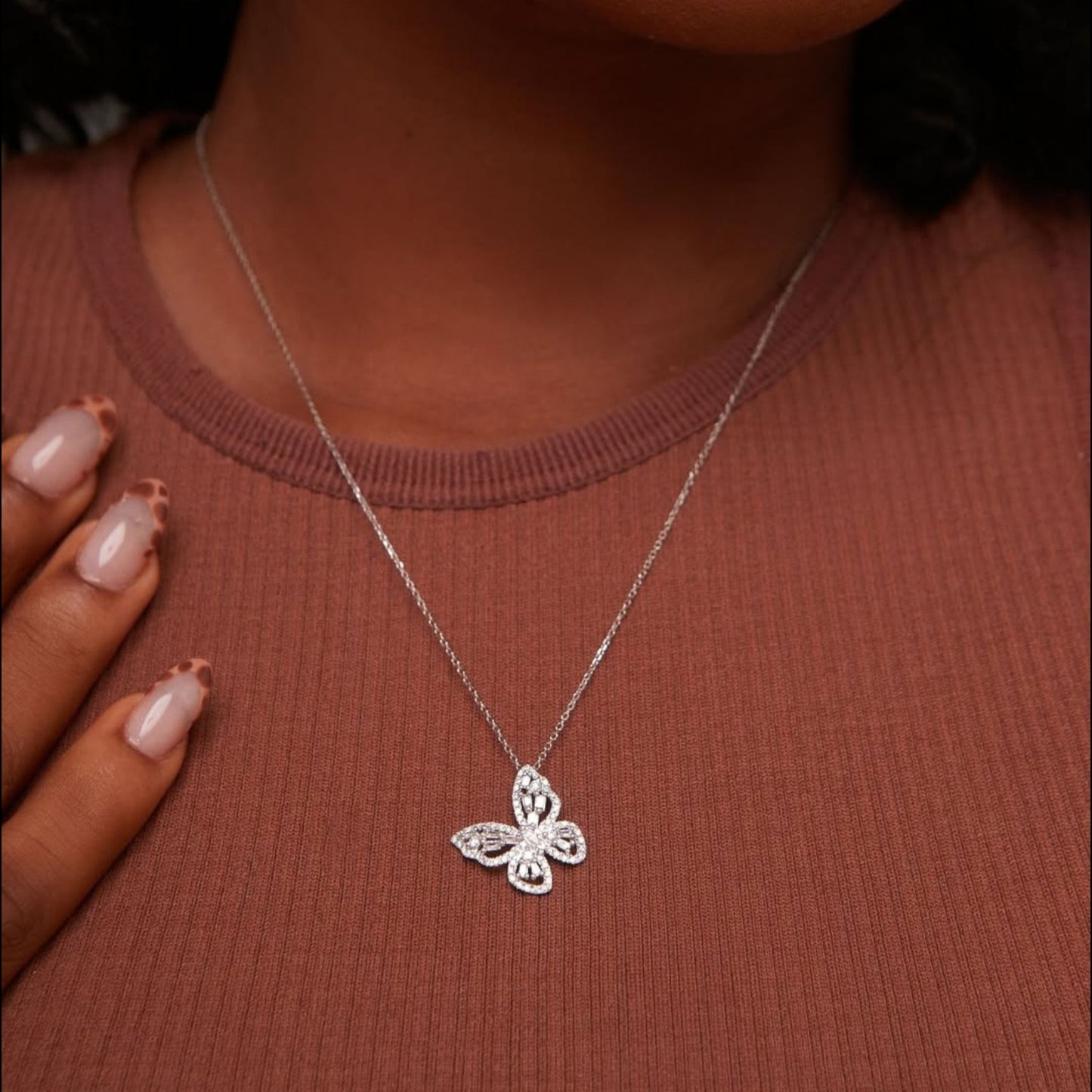 Jane Butterfly Diamond Necklace in 18KT Gold