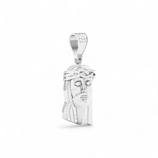 Jesus Moissanite Pendant in 925 Sterling Silver