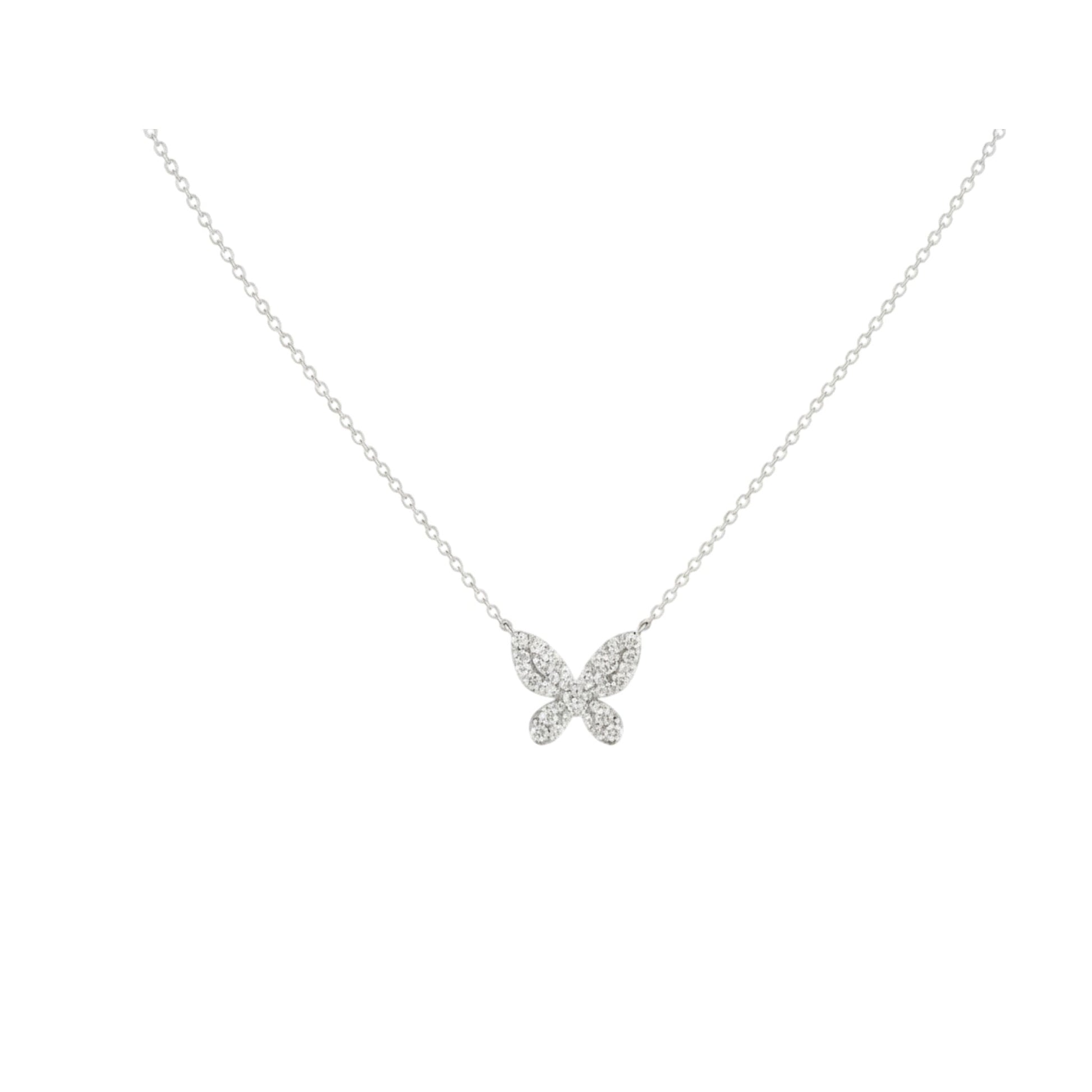 Katie Butterfly Moissanite Necklace in 925 Sterling Silver with sparkling butterfly pendant and delicate chain
