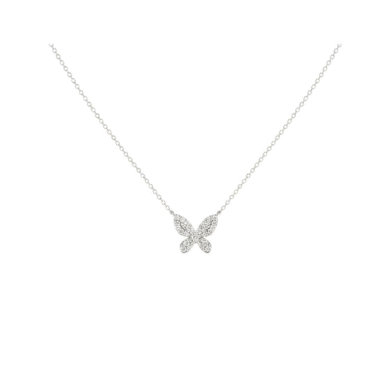 Katie Butterfly Moissanite Necklace in 925 Sterling Silver with sparkling butterfly pendant and delicate chain