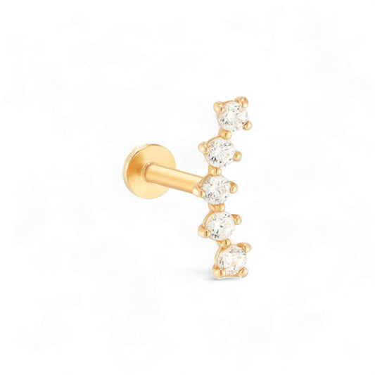 Labret Cartilage Diamond Studs in 18K Gold