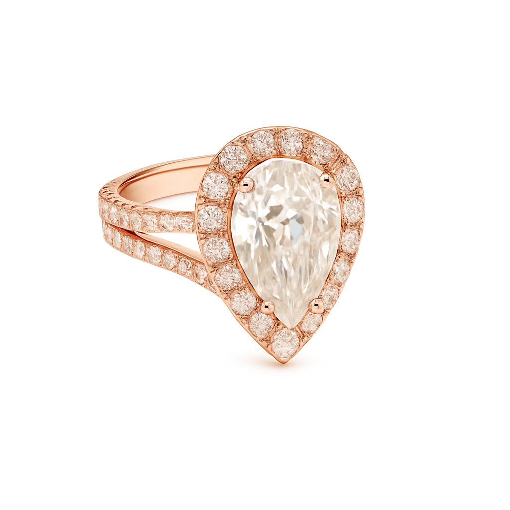 Leona Pear Cut CZ Engagement Ring in 10K Gold