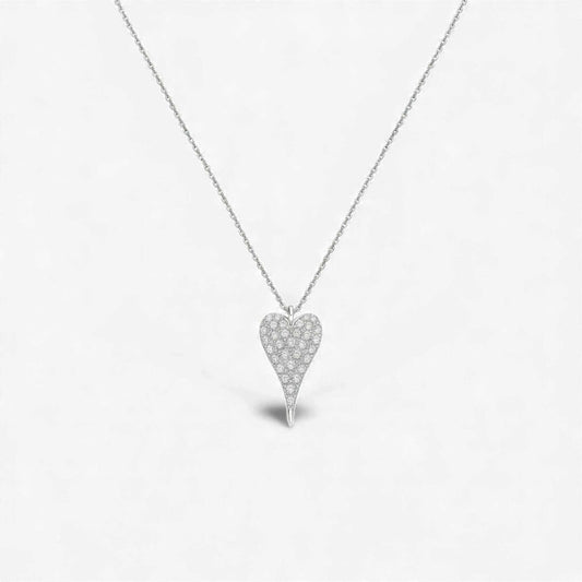Lev Moissanite Necklace in 925 sterling silver with heart-shaped pendant and VVS1 D moissanite stone