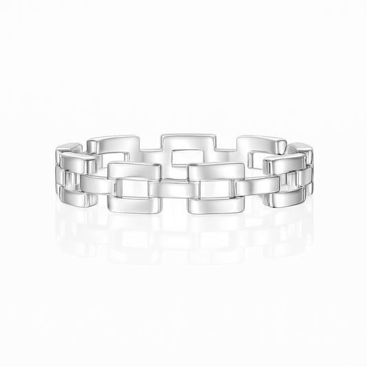 Silver bracelet on a white background