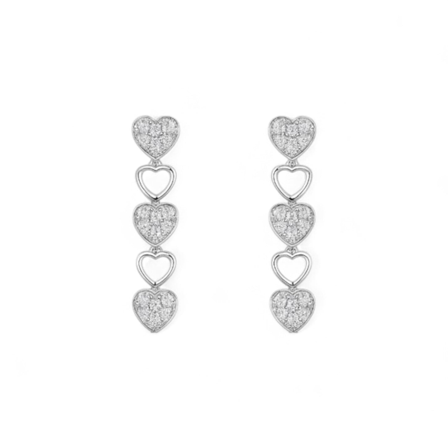 Linked Triple Heart Diamond Earrings in 18K Gold