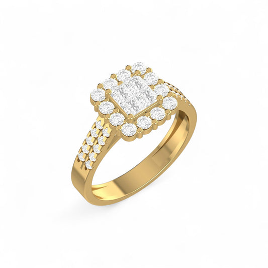 Lola Natural Diamond Cluster Engagement Ring in 18K Gold