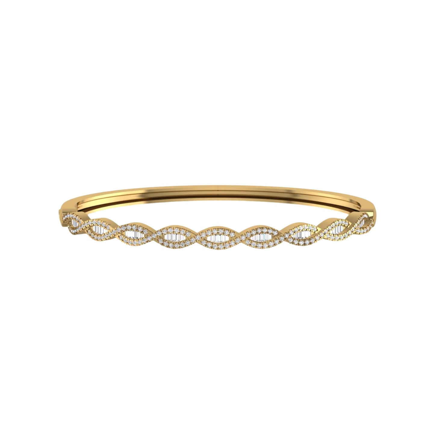 Gold bracelet with diamond accents on a white background