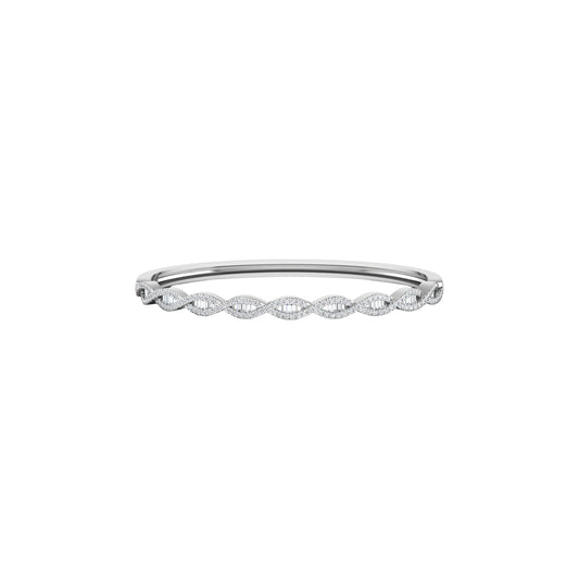 Silver bracelet with small diamonds on a white background
