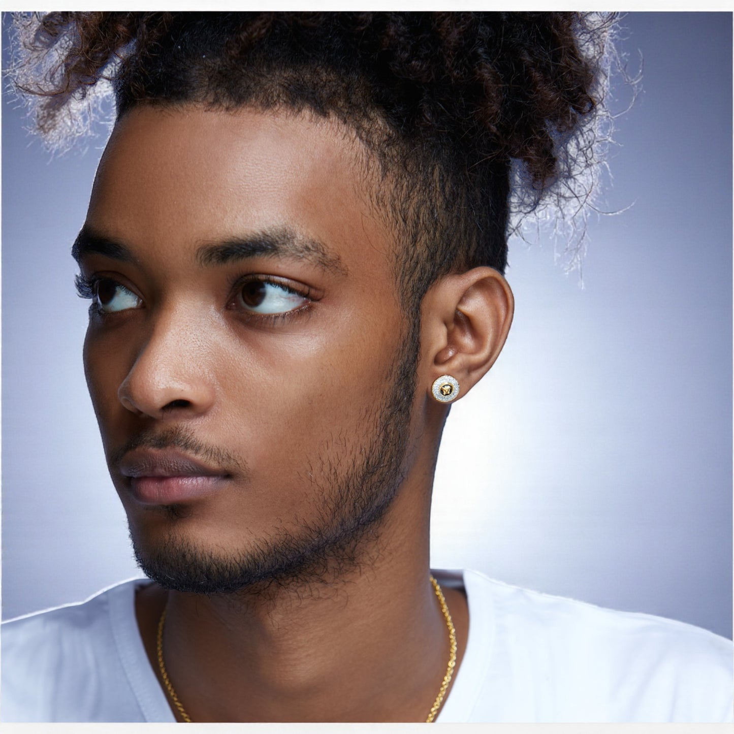 Medusa Diamond Stud Earrings in 18k Gold