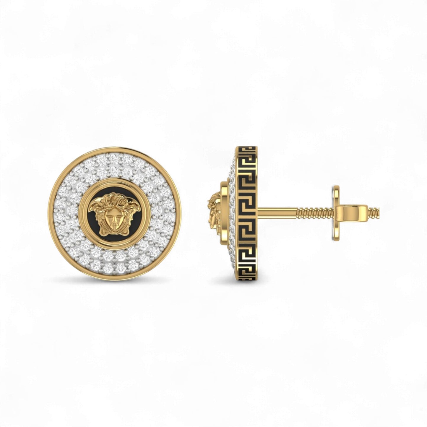 Medusa Diamond Stud Earrings in 18k Gold