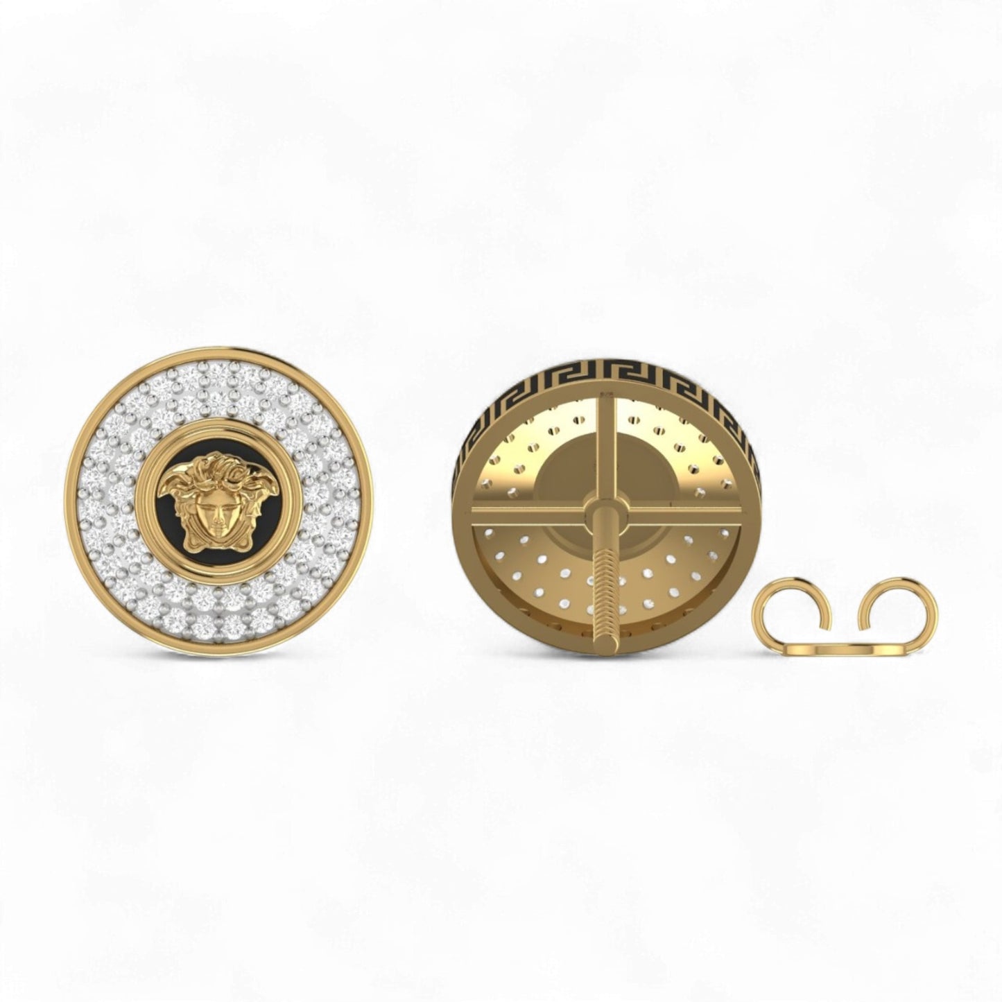 Medusa Diamond Stud Earrings in 18k Gold