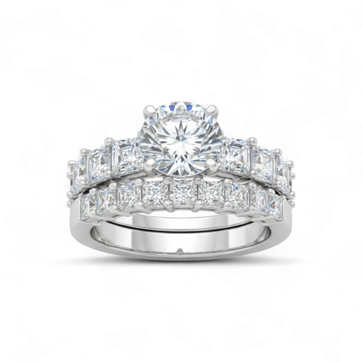 Moremi Round Cut CZ Bride Set in 925 Sterling Silver