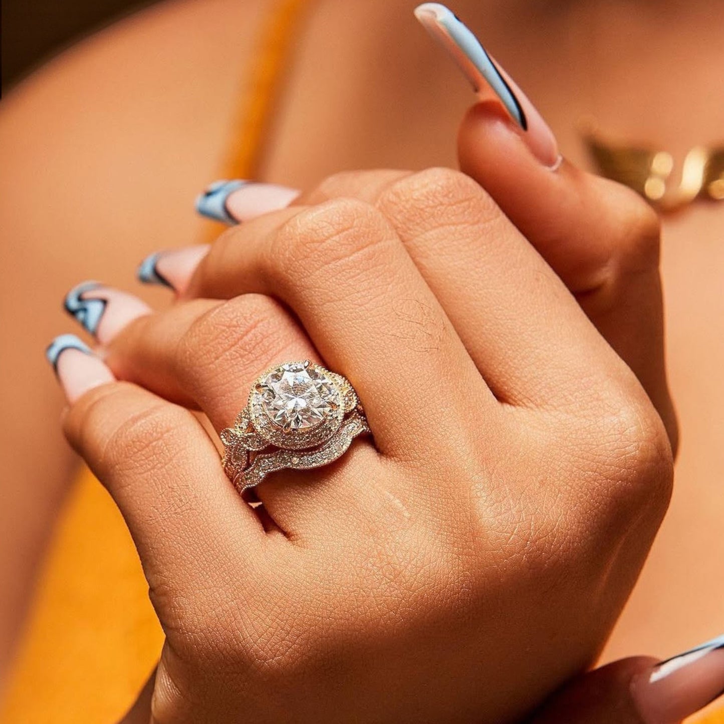 NT Love CZ Bride Set in 18KT Gold