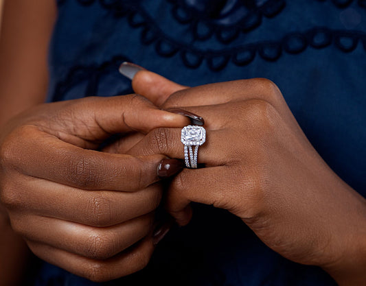 Nadia Radiant Cut CZ Bride Set in 925 Sterling Silver