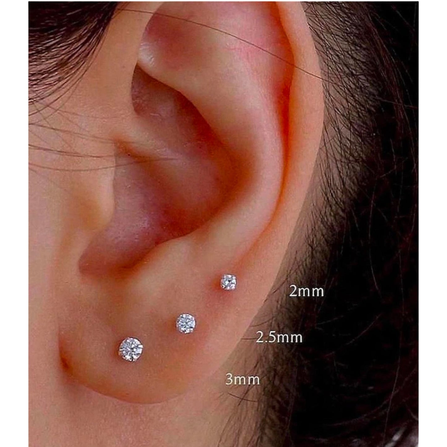 2MM Natural Diamond Studs in 18KT Gold