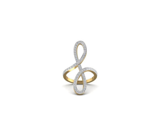 Oiza Infinie Mini Pave Diamond Ring in 18K Gold