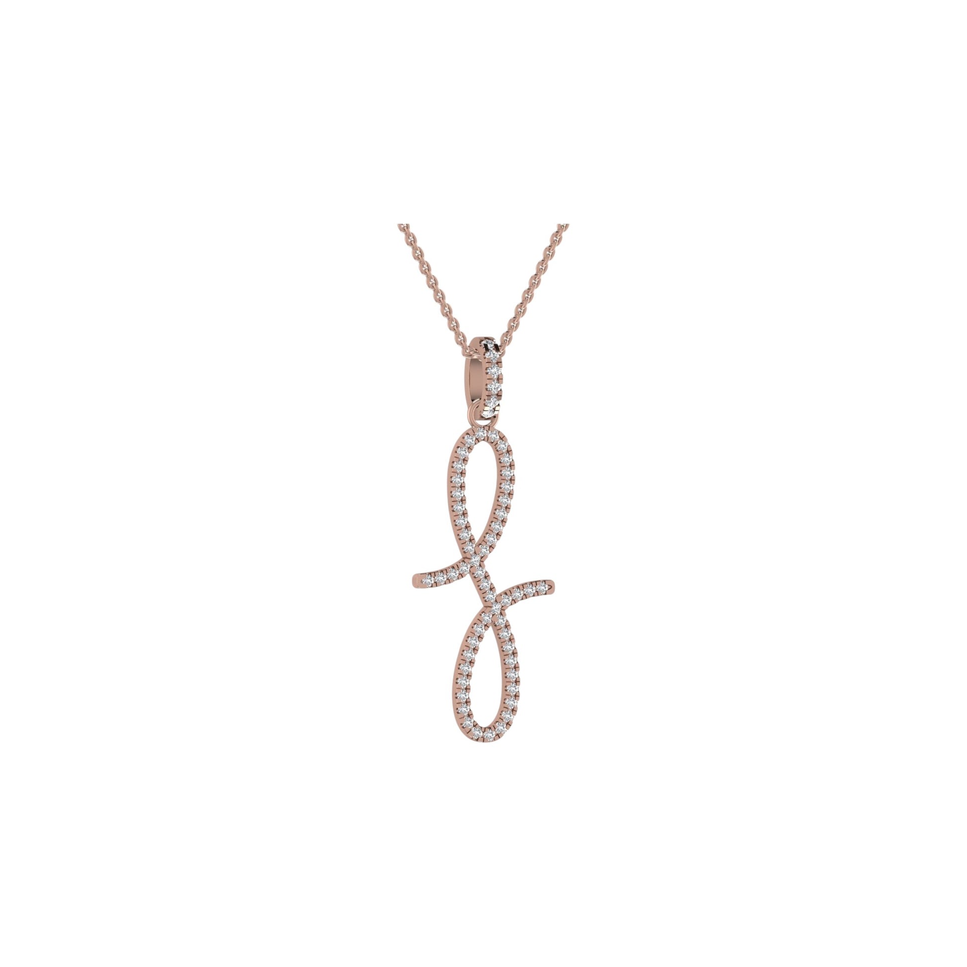 Rose gold necklace with a unique pendant on a white background