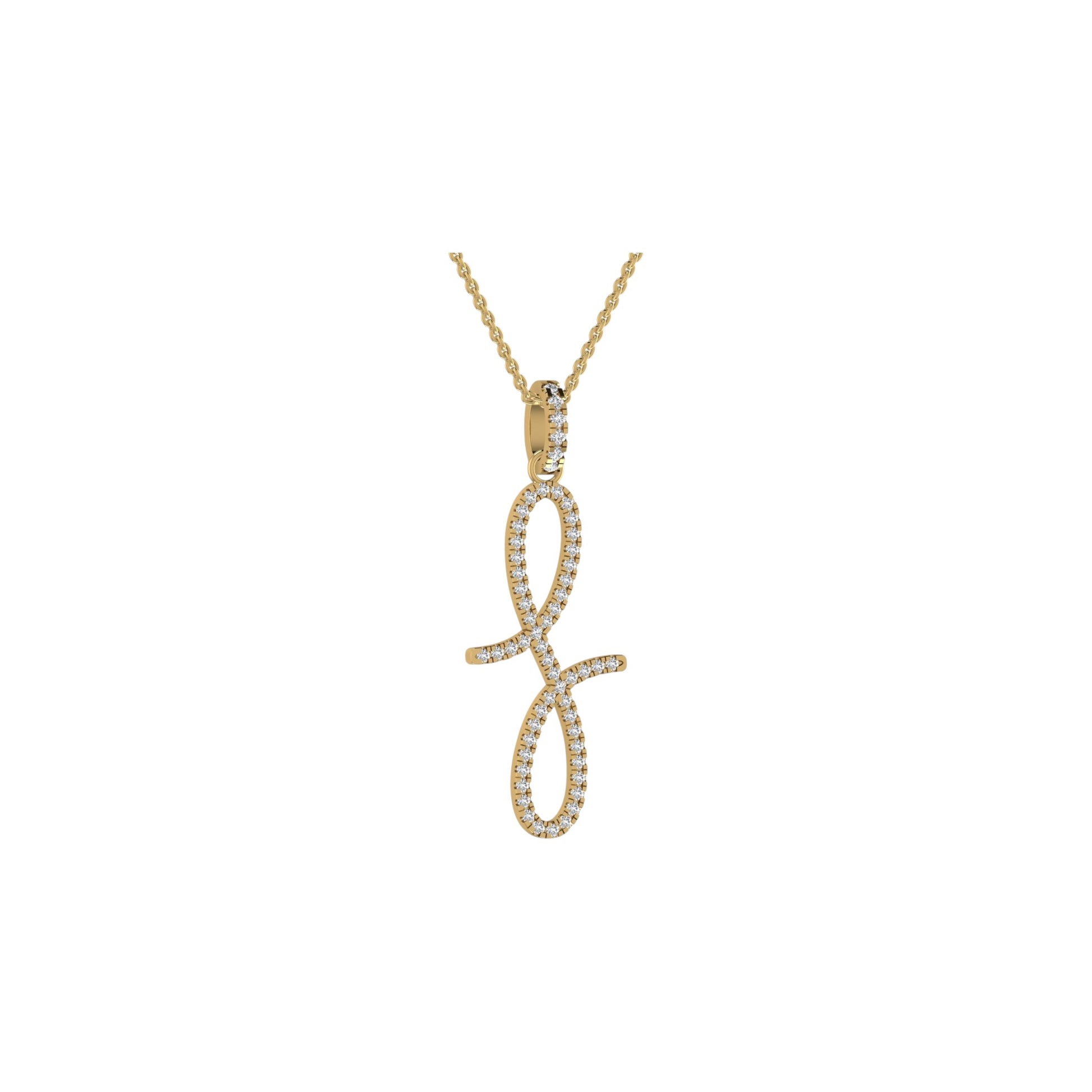 Gold necklace with a unique pendant on a white background