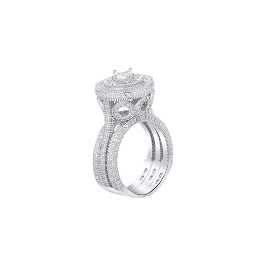 Zack Triple Halo Round Cut 3-piece Natural Diamond Bride Set in 18k Gold