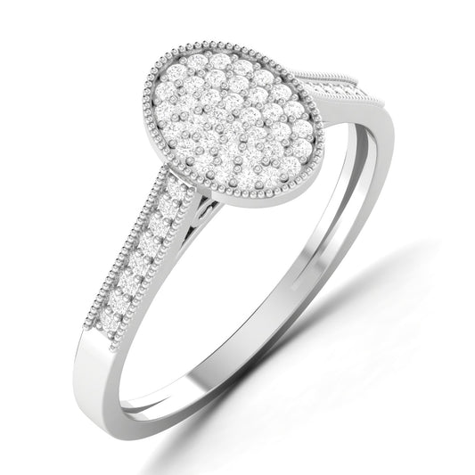 Pearl Oval Cut Diamond Engagement Ring in 18K Gold