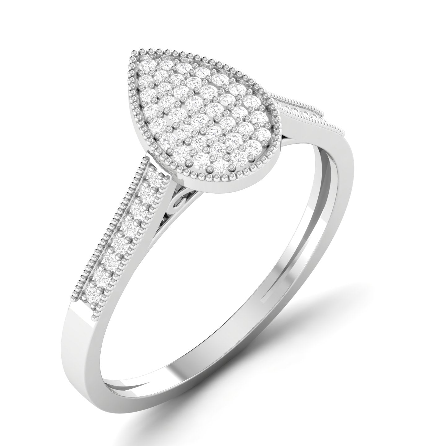 Pearl Pear Cut Diamond Engagement Ring in 18K Gold