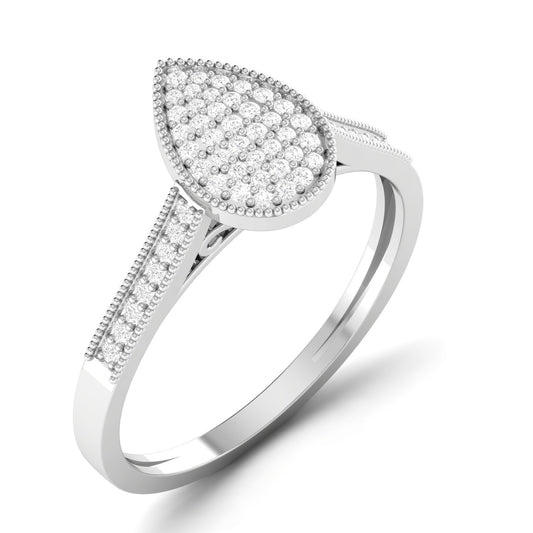 Pearl Pear Cut Diamond Engagement Ring in 18K Gold