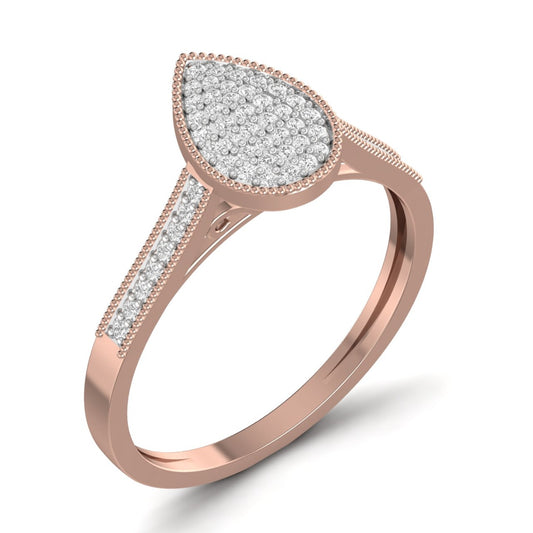 Pearl Pear Cut Diamond Engagement Ring in 18K Gold