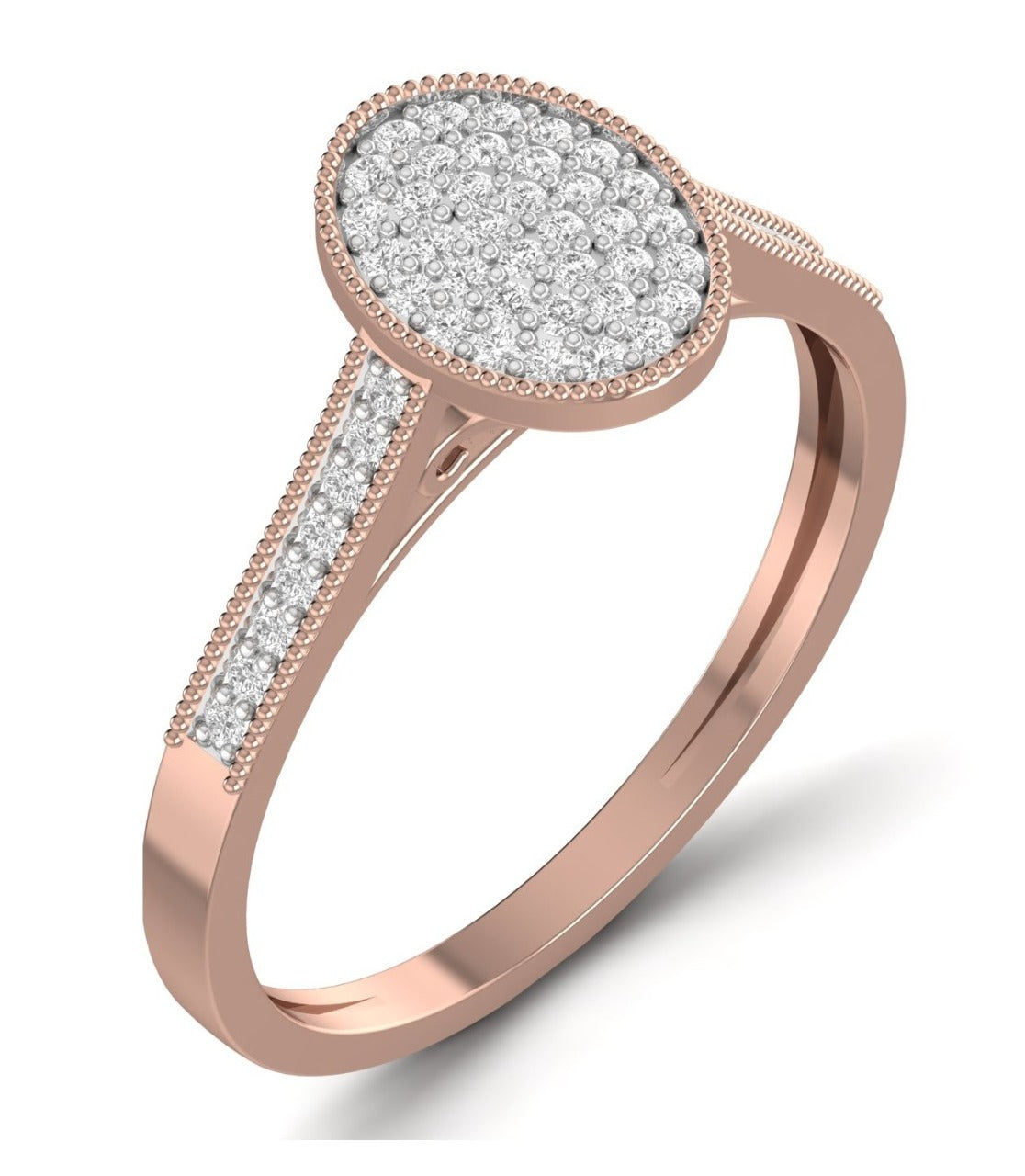 Pearl Oval Cut Diamond Engagement Ring in 18K Gold