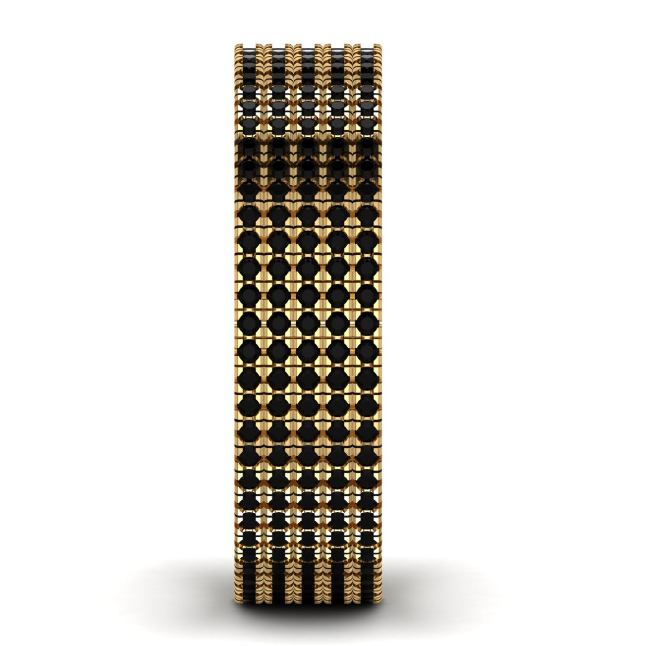 360 Black Diamond Band in 18K Gold