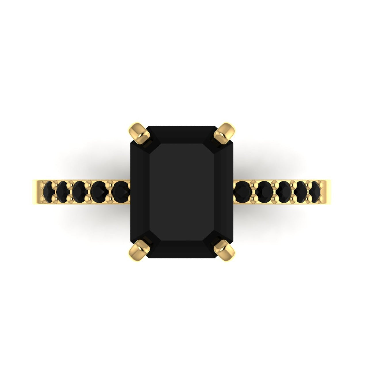 No Halo Black Emerald cut Engagement Ring in 18K Gold