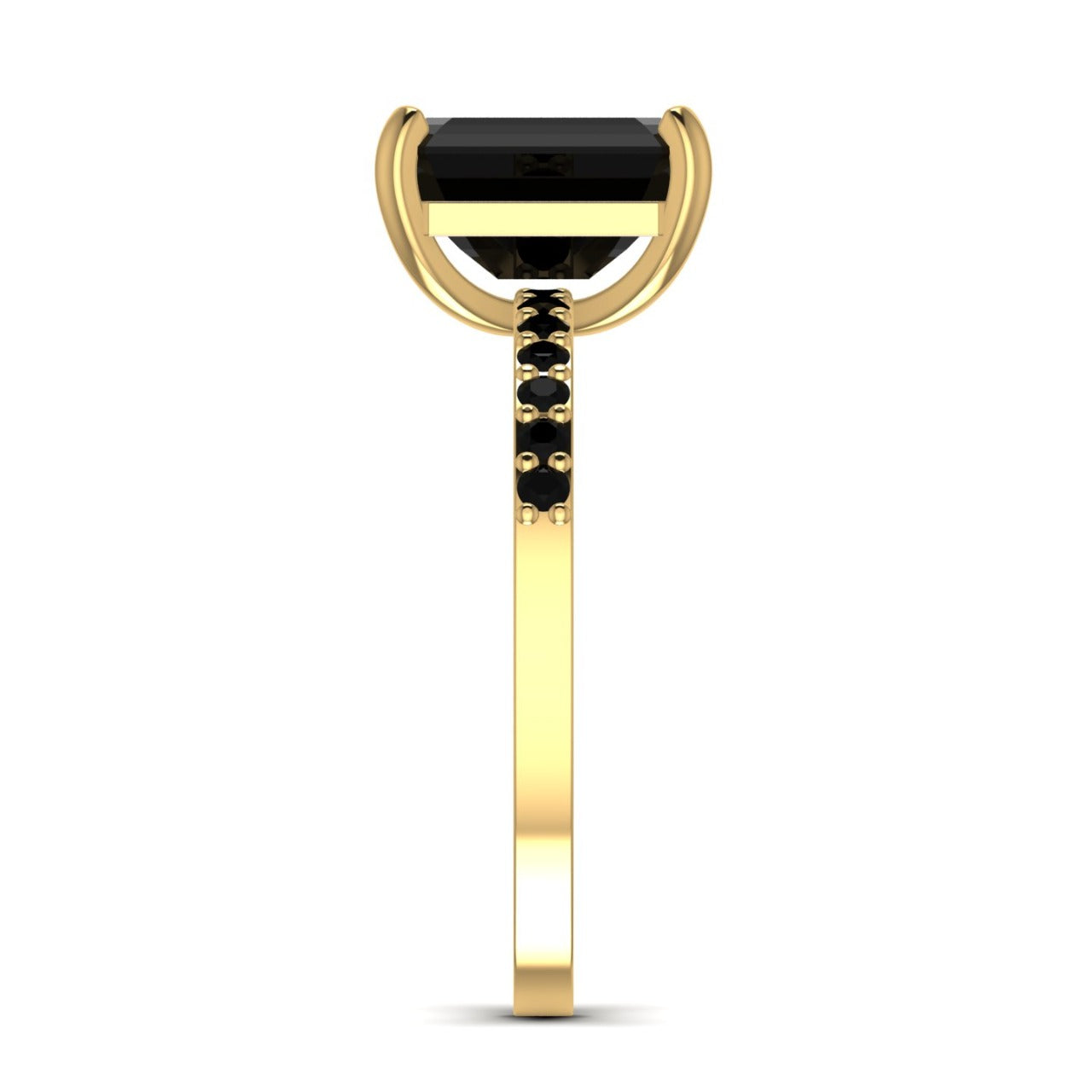 No Halo Black Emerald cut Engagement Ring in 18K Gold