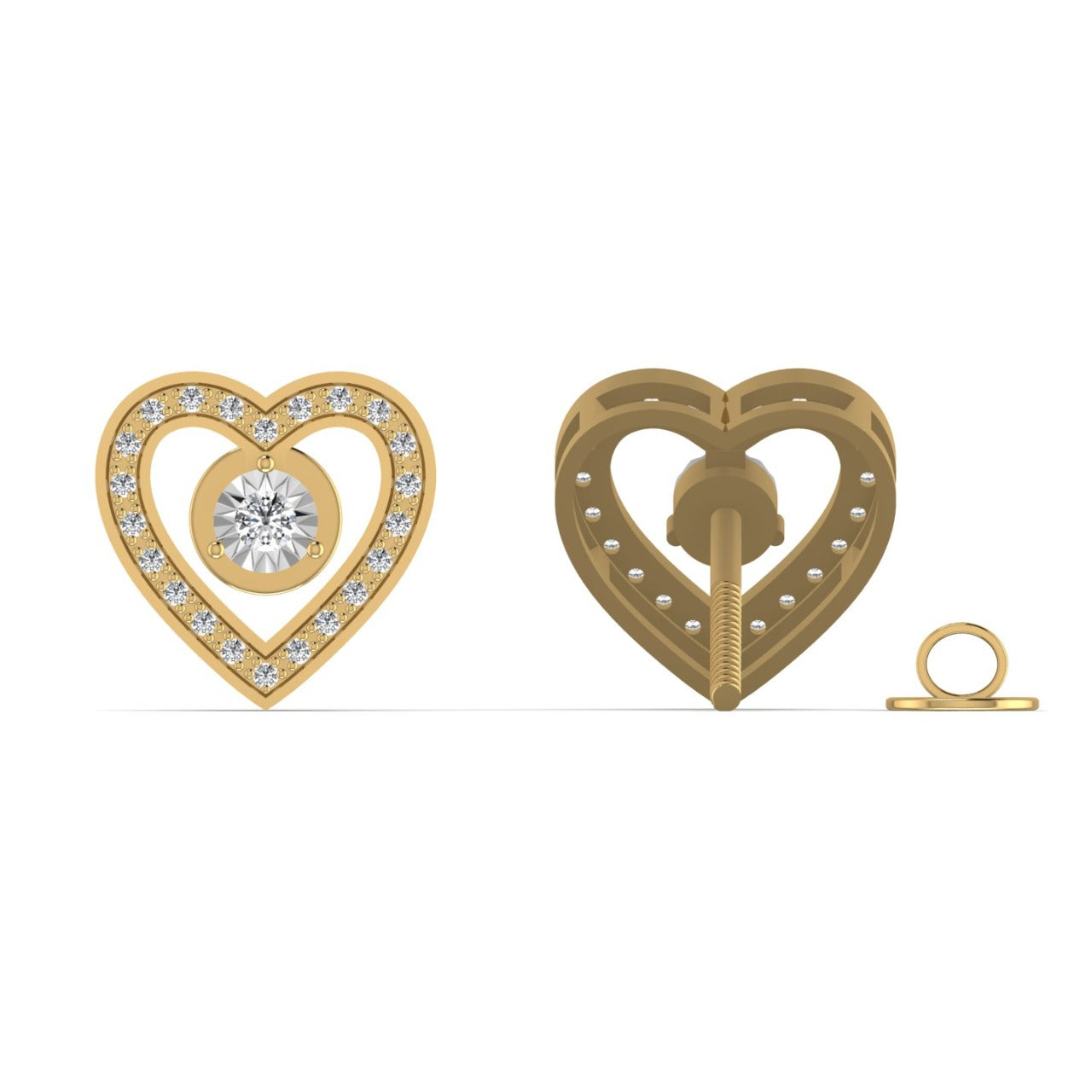 Eternal Heart Studs in 18K Gold