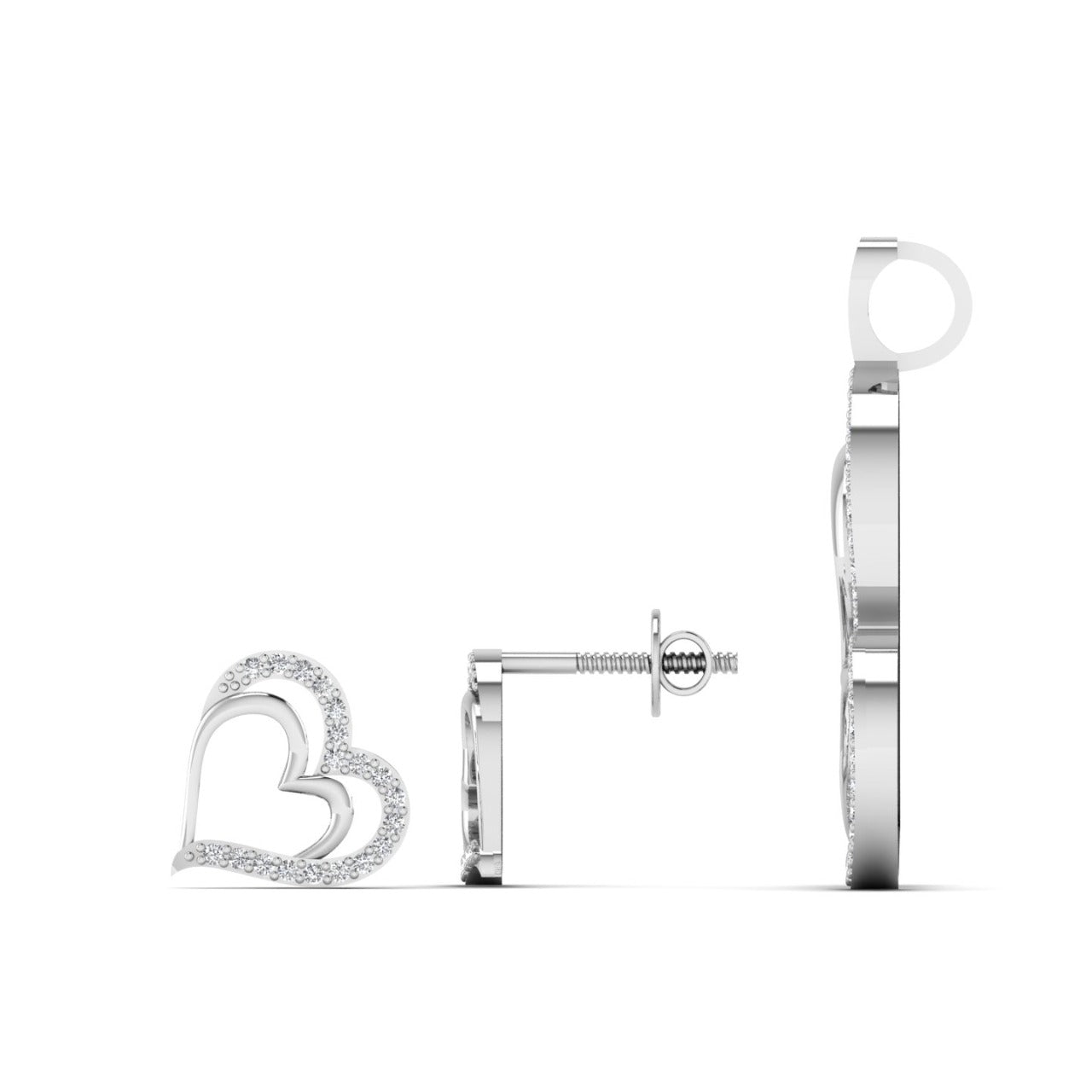 Graceful Heart Studs in 18K Gold
