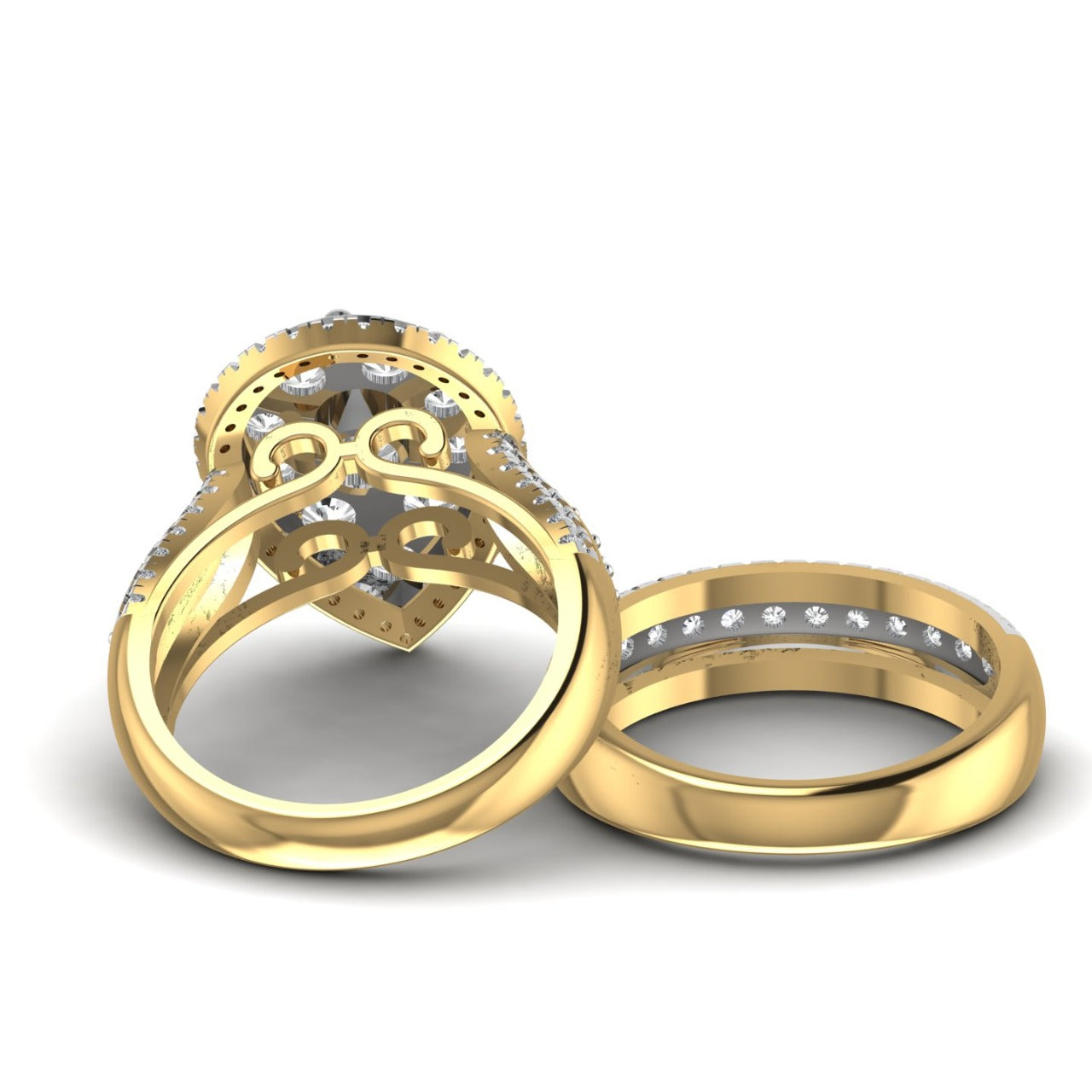 Amanda Pear Cut Diamond Bridal Set in 18K Gold