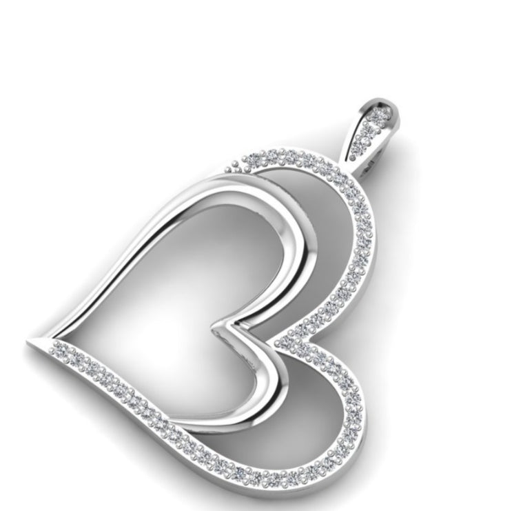 Graceful Heart Diamond Pendant in 18K Gold