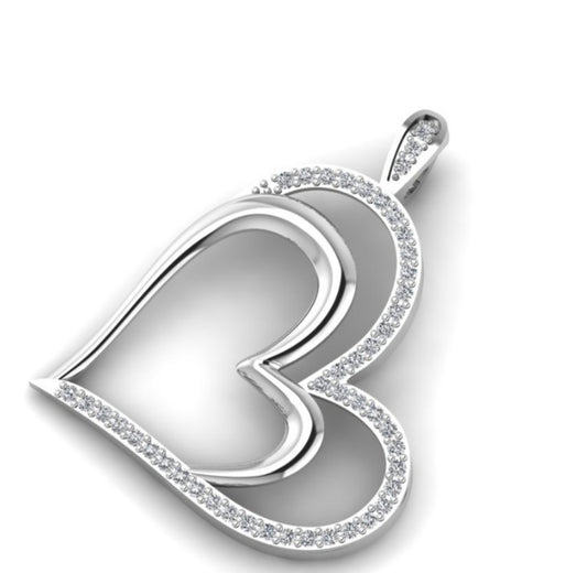 Graceful Heart Diamond Pendant in 18K Gold