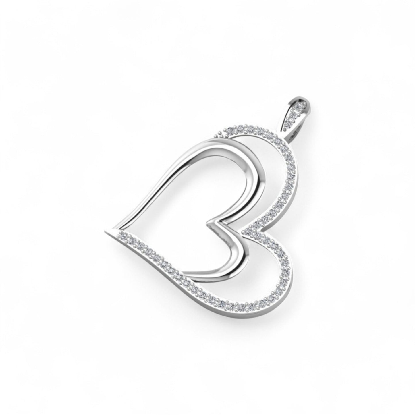 Graceful Heart Natural Diamond Pendant in 18K Gold