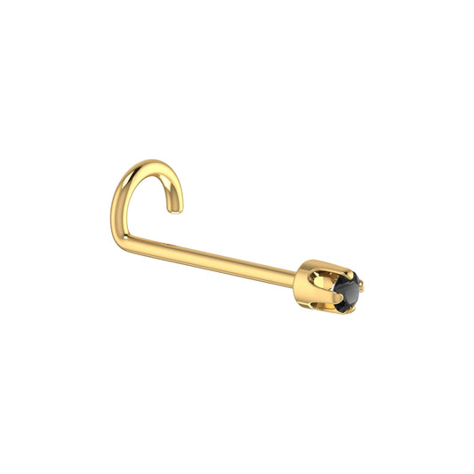 Natural Black Diamond Nose Pin in 18KT Gold