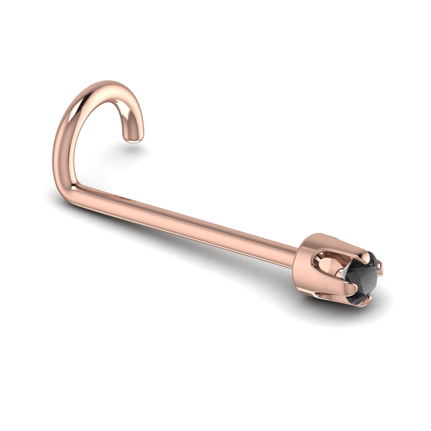 Natural Black Diamond Nose Pin in 18K Gold