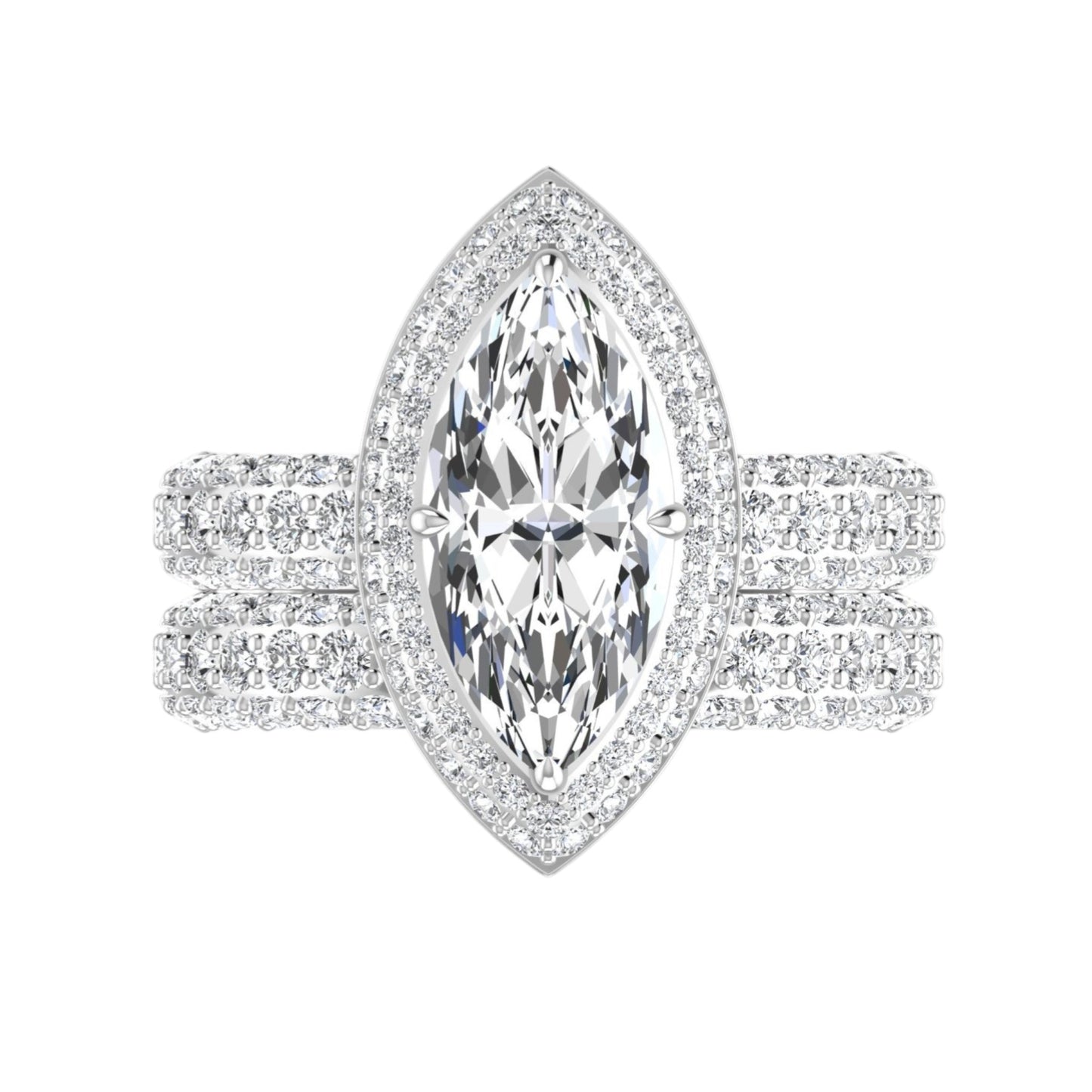 Amy Marquise Cut Lab Grown Diamond Bride Set in Platinum