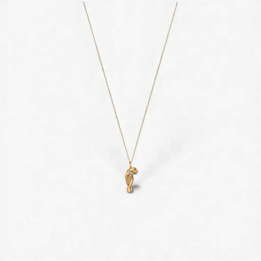 Panther Diamond Necklace in polished 18KT gold with pavé-set diamonds and delicate gold chain