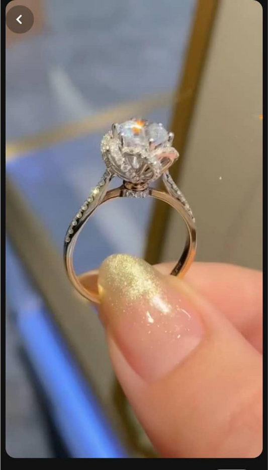 Bloom Diamond & Moissanite Engagement Ring in 18K Gold