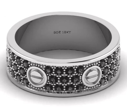 Love Inspired 6mm Black Diamond Band in 18K Gold