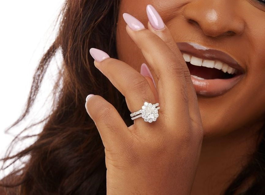 BOZ La Vie Pear Cut Moissanite Bride Set in 925 Sterling Silver