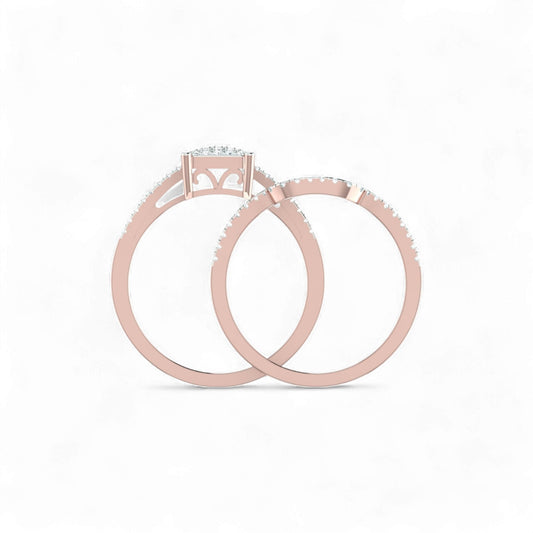 Precious Radiant Cut Natural Diamond Cluster Bride Set in 18KT Gold