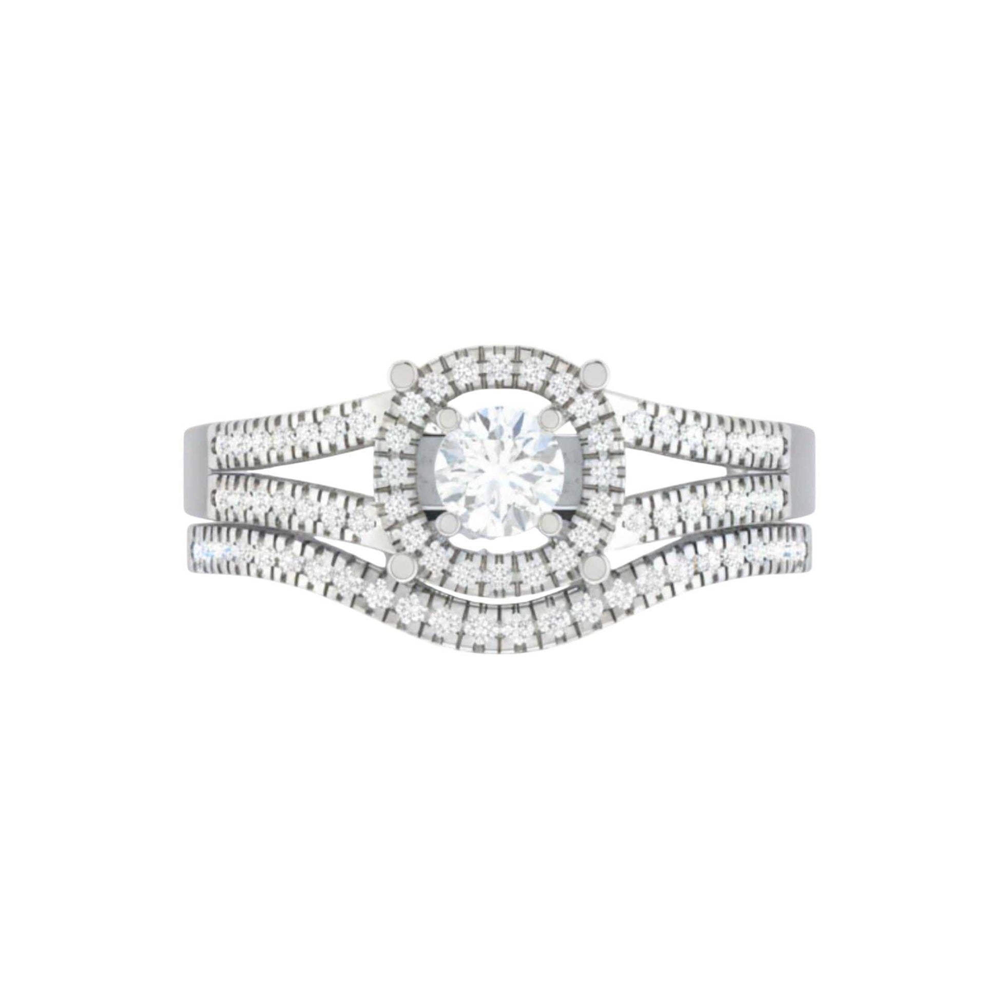 Diamond ring with multiple layers on a white background
