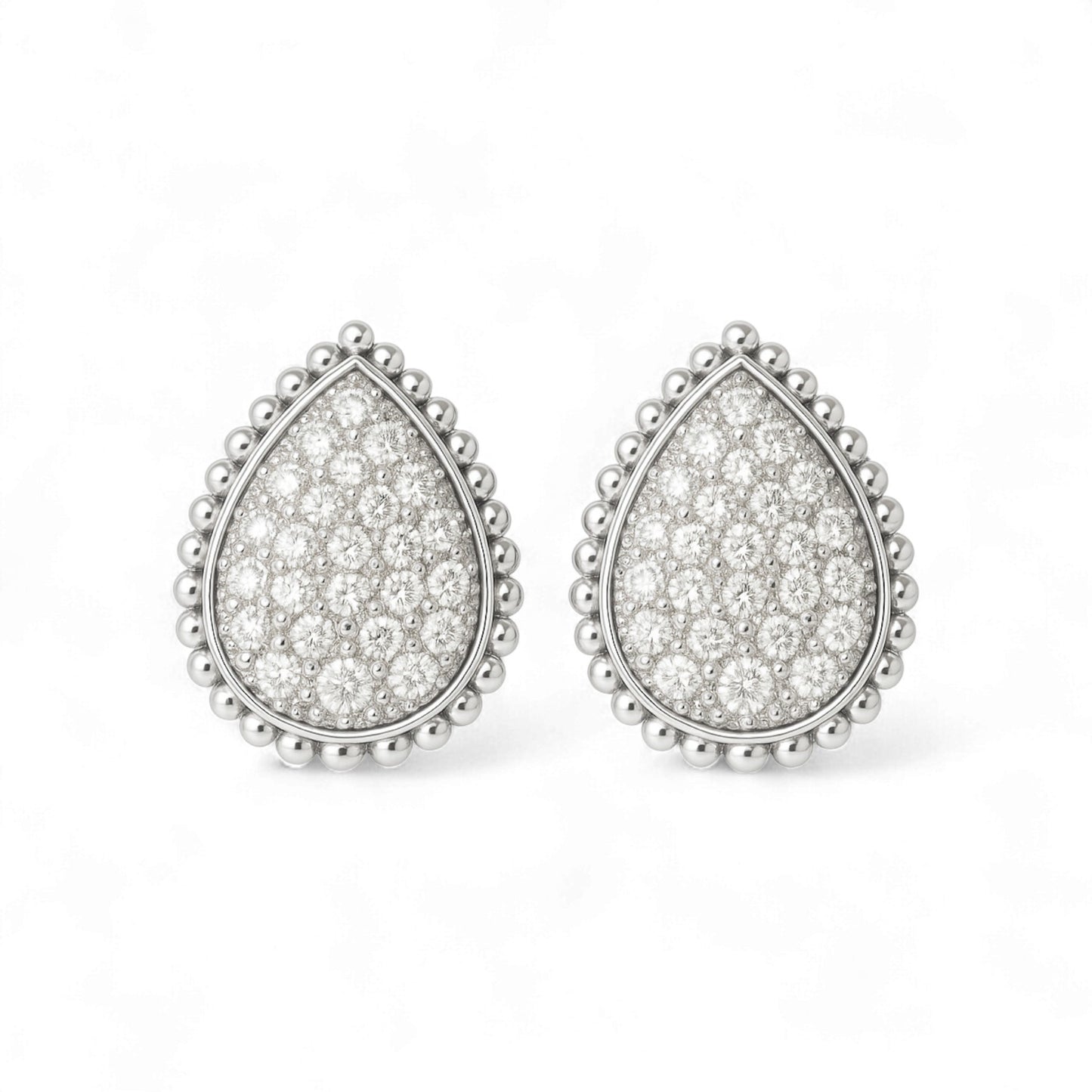 Radiance Pear Cut Pavé Studs in 18K Gold