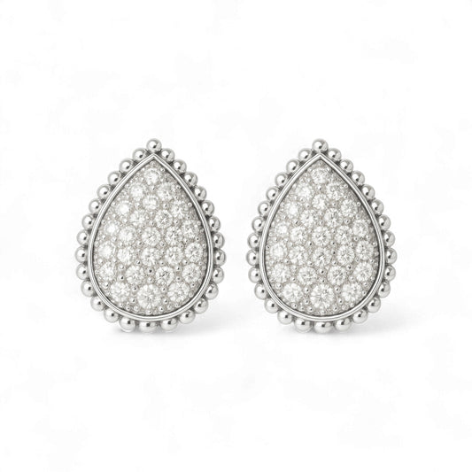 Radiance Pear Cut Pavé Studs in 18K Gold